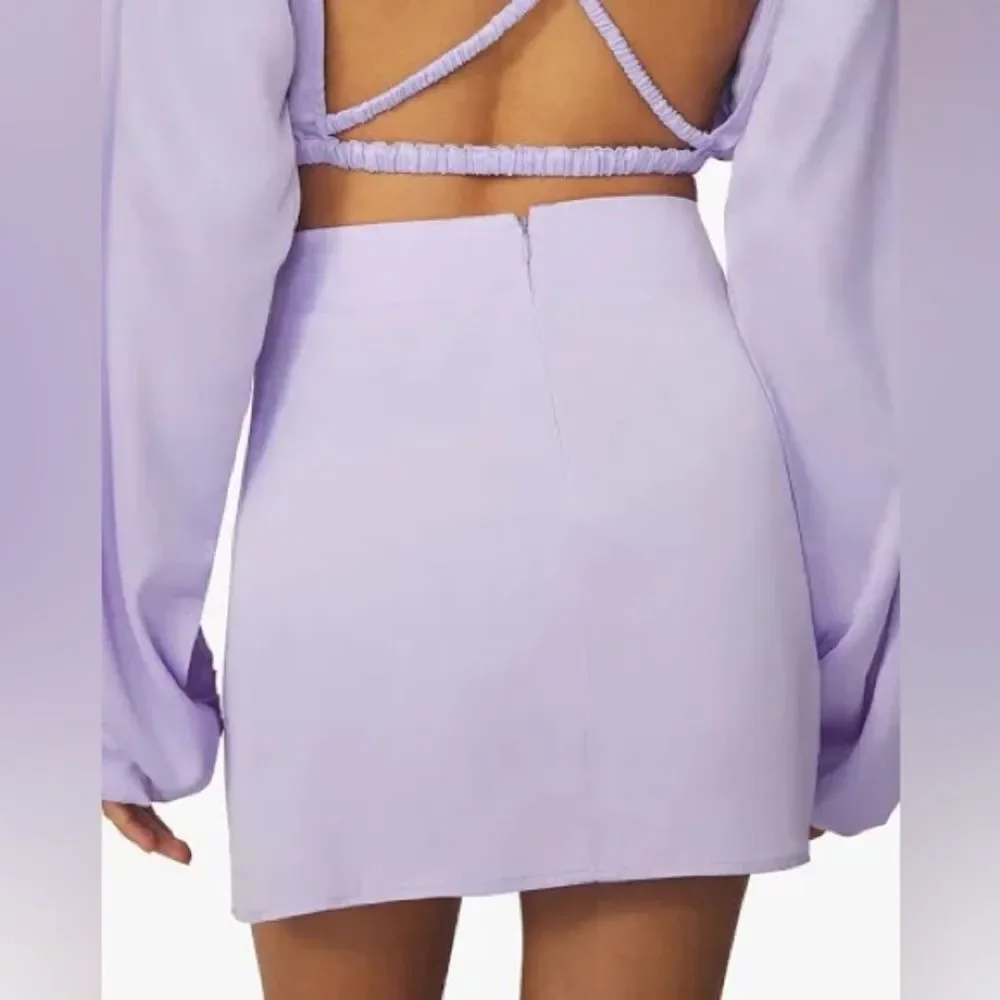 NWT WEWOREWHAT MINI SLIP SATIN SKIRT in Heather Purple. Size Small